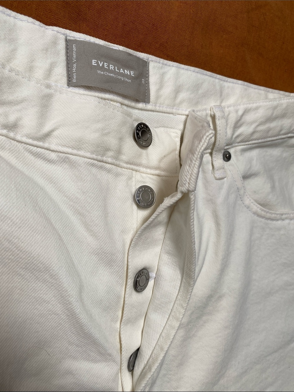 Everlane White Denim The‎ Cheeky Long Short
